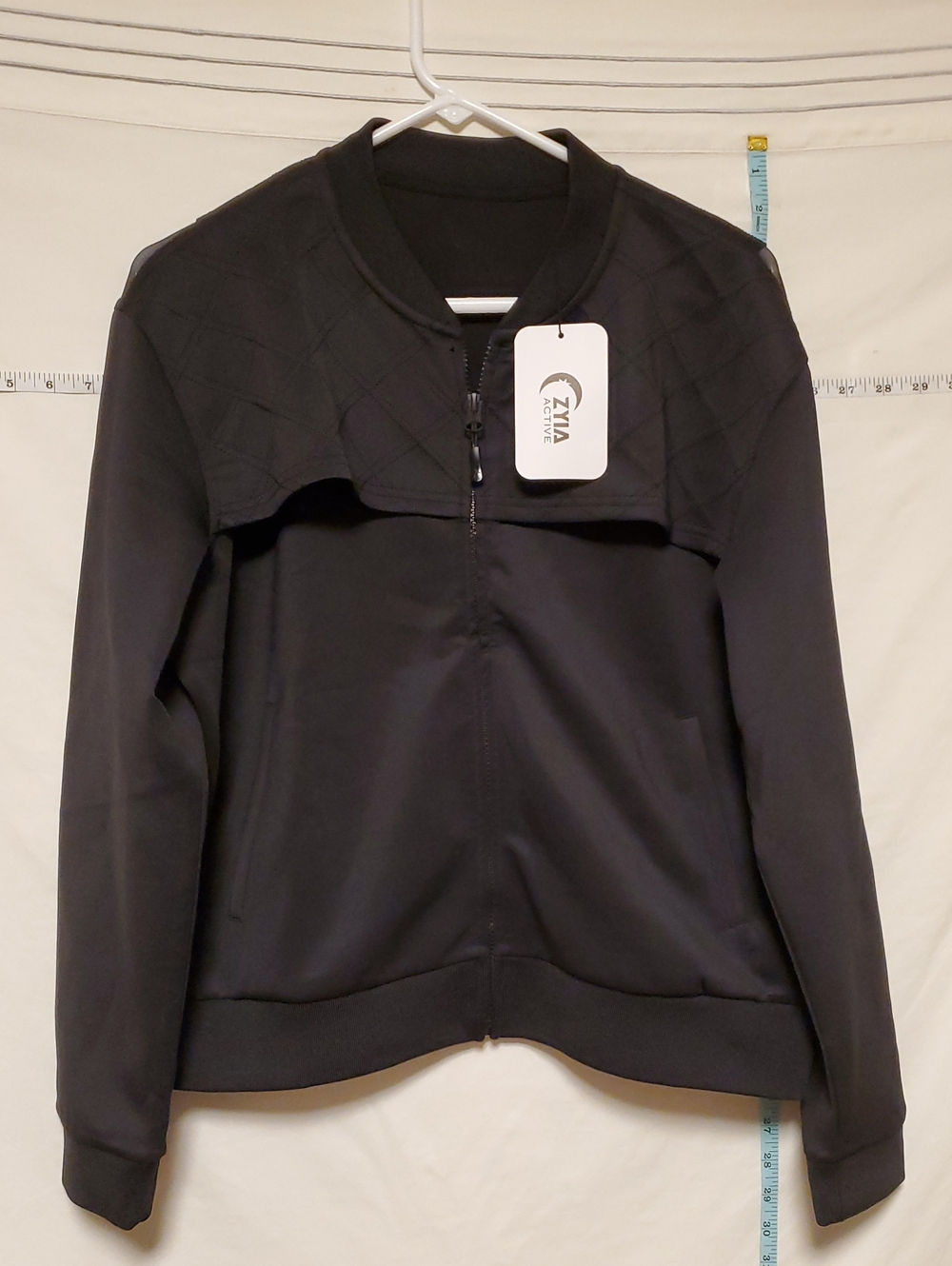 Zyia New Black Quilted Zip-Up Bomber Jacket XXL Active Sporty Layer